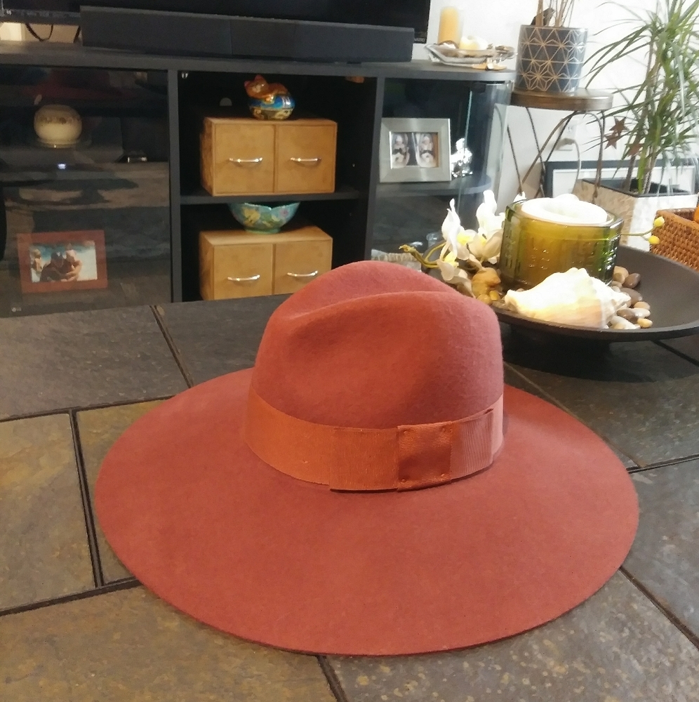 Brixton Wool Merlot Wide brim Fedora Hat - Picture 7 of 7